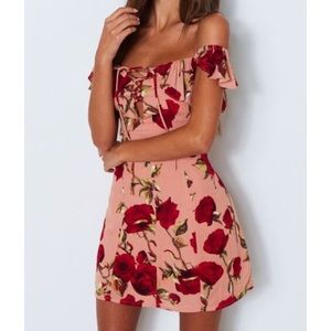 White Fox Floral Lace Up Dress